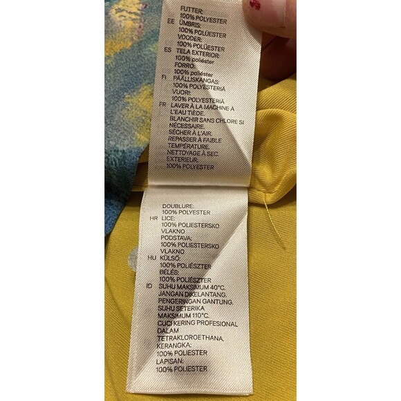 H&M Midi Summer Dress Sz 12 Floral Yellow Purple Sleeveless Cottagecore - Picture 14 of 16